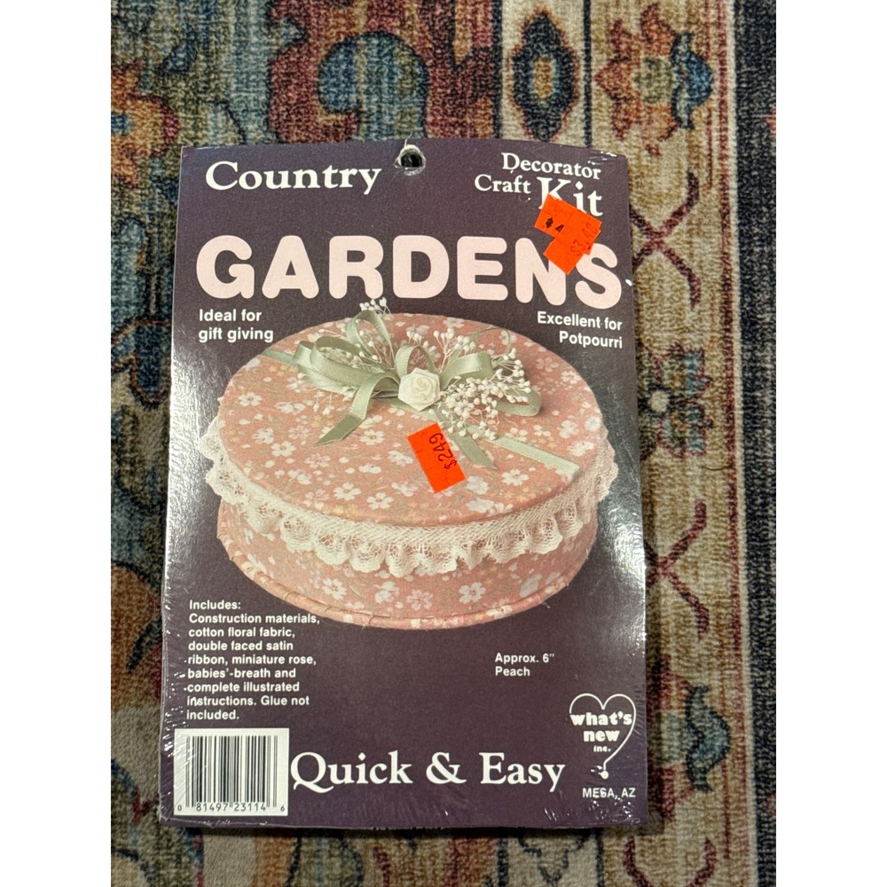 Vintage 1980s What's New Inc Country Gardens Decorator Craft Kit New Floral Box